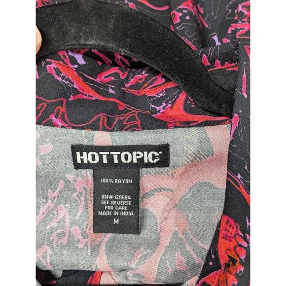 Hot Topic Button Up Shirt Men Size M Skulls Allover Print Emo Grunge Goth Woven - Picture 7 of 8